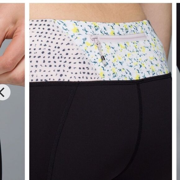 Lululemon Run: Inspire Crop II Leggings Black Floral Quilted Patchwork Size 6 - Picture 3 of 10